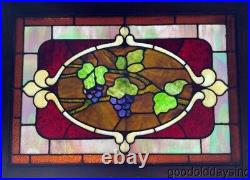 Colorful Stained Leaded Glass Window with Grapes