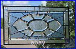 Contemporary rectangular stained glass window panel hanging 26 1/2 x 14 1/2 priv
