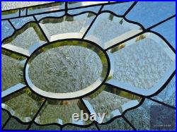 Contemporary rectangular stained glass window panel hanging 26 1/2 x 14 1/2 priv