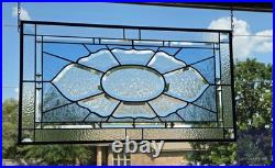 Contemporary rectangular stained glass window panel hanging 26 1/2 x 14 1/2 priv