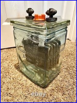 Delco Light Exide Battery Glass With Complete With Lead Plates Circa 1910