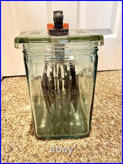 Delco Light Exide Battery Glass With Complete With Lead Plates Circa 1910
