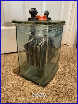 Delco Light Exide Battery Glass With Complete With Lead Plates Circa 1910