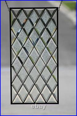 Diamond Beveled Stained Glass Window Sidelight /Transom25 1/2 x 12 7/8