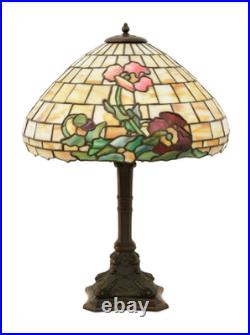 Duffner & Kimberly Poppy Leaded Stained Glass Lamp ca 1910