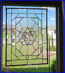 Dynamic Effect-Dichroic, Beveled Stained Glass Panel 22 ½ x16 ½
