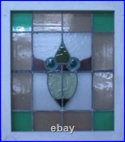 EDWARDIAN BULLSEYE ENGLISH LEADED STAINED GLASS WINDOW 22 1/4 x 17 1/4