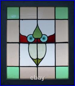 EDWARDIAN BULLSEYE ENGLISH LEADED STAINED GLASS WINDOW 22 1/4 x 17 1/4