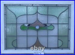 EDWARDIAN BULLSEYE MIDSIZE ENGLISH LEADED STAINED GLASS WINDOW 29 1/2 x 21 1/4