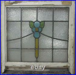 EDWARDIAN ENGLISH LEADED STAINED GLASS SASH WINDOW Floral Sweep 23.5 x 21