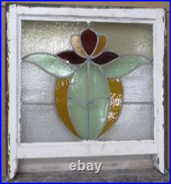 EDWARDIAN ENGLISH LEADED STAINED GLASS SASH WINDOW floral 22 1/4 x 23 1/2