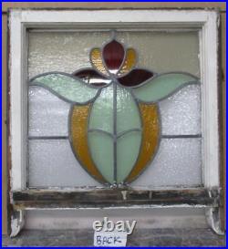 EDWARDIAN ENGLISH LEADED STAINED GLASS SASH WINDOW floral 22 1/4 x 23 1/2