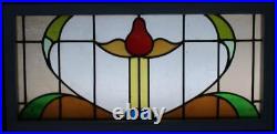 EDWARDIAN ENGLISH LEADED STAINED GLASS WINDOW TRANSOM ABSTRACT 38 x 18
