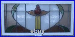 EDWARDIAN ENGLISH LEADED STAINED GLASS WINDOW TRANSOM ABSTRACT 38 x 18