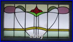 EDWARDIAN ENGLISH LEADED STAINED GLASS WINDOW TRANSOM ABSTRACT 39 1/2 x 21 3/4 EDWARDIAN ENGLISH LEADED STAINED GLASS WINDOW TRANSOM ABSTRACT 39 1/2 x 21 3/4