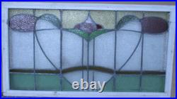 EDWARDIAN ENGLISH LEADED STAINED GLASS WINDOW TRANSOM ABSTRACT 39 1/2 x 21 3/4 EDWARDIAN ENGLISH LEADED STAINED GLASS WINDOW TRANSOM ABSTRACT 39 1/2 x 21 3/4
