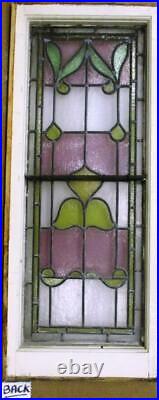 EDWARDIAN ENGLISH LEADED STAINED GLASS WINDOW Tall Pretty Floral 14.5 x 35