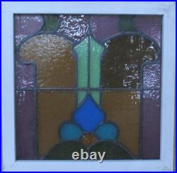 EDWARDIAN FLORAL OLD ENGLISH LEADED STAINED GLASS WINDOW 21 x 21