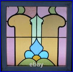 EDWARDIAN FLORAL OLD ENGLISH LEADED STAINED GLASS WINDOW 21 x 21