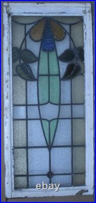 EDWARDIAN OLD ENGLISH LEADED STAINED GLASS WINDOW FLORAL 20 1/2 x 44 1/2