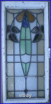 EDWARDIAN OLD ENGLISH LEADED STAINED GLASS WINDOW FLORAL 20 1/2 x 44 1/2