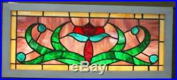 ENGLISH LEADED STAINED GLASS WINDOW TRANSOM From an English Pub 39.75 x 17.25