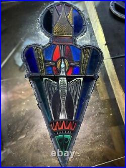 Early Antique Period Gothic Stained Glass Window Fragment Spectacular Early Antique Period Gothic Stained Glass Window Fragment Spectacular