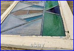 English Leaded Stained Glass Window 20 X 20.5 Antique Victorian Wood Frame Read