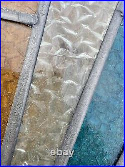 English Leaded Stained Glass Window 20 X 20.5 Antique Victorian Wood Frame Read