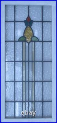 FLORAL ABSTRACT LARGE OLD ENGLISH LEADED STAINED GLASS WINDOW 19 x 41 FLORAL ABSTRACT LARGE OLD ENGLISH LEADED STAINED GLASS WINDOW 19 x 41
