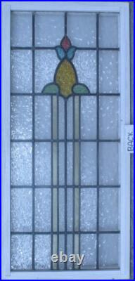 FLORAL ABSTRACT LARGE OLD ENGLISH LEADED STAINED GLASS WINDOW 19 x 41 FLORAL ABSTRACT LARGE OLD ENGLISH LEADED STAINED GLASS WINDOW 19 x 41
