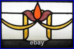 FLORAL OLD ENGLISH LEADED STAINED GLASS WINDOW Unframed w Hooks 14.25 X 9.25