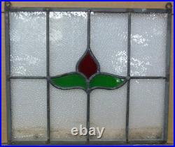 FLORAL OLD ENGLISH LEADED STAINED GLASS WINDOW Unframed w Hooks 14.5 X 12.5