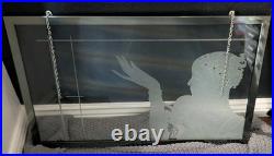 FRENCH ART DECO Revival WINDOW FROSTED CARVED ETCHED lady woman with gloves