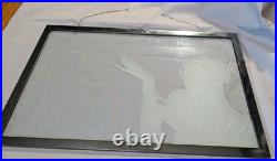 FRENCH ART DECO Revival WINDOW FROSTED CARVED ETCHED lady woman with gloves