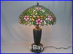 Fine Antique Handel / Unique Leaded Stained Glass Apple or Cherry Blossom Lamp