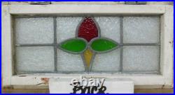 Floral Midsize Old English Leaded Stained Glass Window 22.25 X 11
