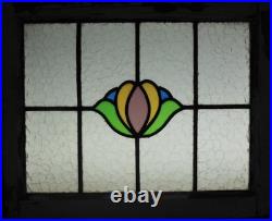 Floral Midsize Old English Leaded Stained Glass Window 24.25 X 20