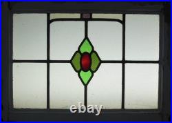 Floral Midsize Old English Leaded Stained Glass Window 25.75 X 18.5