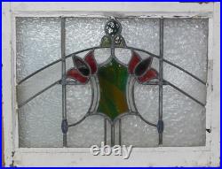 Floral Midsize Old English Leaded Stained Glass Window 27.5 X 21.25