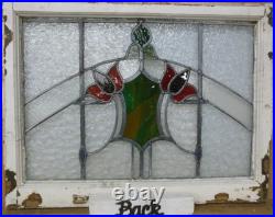 Floral Midsize Old English Leaded Stained Glass Window 27.5 X 21.25