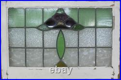 Floral Midsize Old English Leaded Stained Glass Window 29 X 19.5