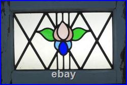 Floral Old English Leaded Stained Glass Window 20.5 X 14