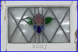 Floral Old English Leaded Stained Glass Window 20.5 X 14