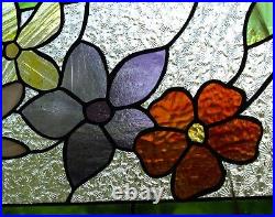 Flower Stained Glass Panel, Window Hanging Colored glass 24 1/2x10 1/2