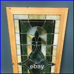 Framed Stained Glass Window With Beveled Center Flower Glass