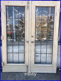French Doors With Leaded Glass 77x60w Total Opening