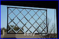 Fully Beveled Stained Glass Panel, Window Hanging 29 x 17 3/4