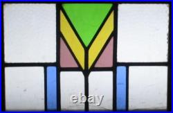 GEOMEME. OLD ENGLISH LEADED STAINED GLASS WINDOW Unframed w Hooks 15.75 X 11.7
