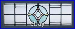 GEOMETRIC BULLSEYE MIDSIZE OLD ENGLISH LEADED STAINED GLASS WINDOW 35 1/2 x 14